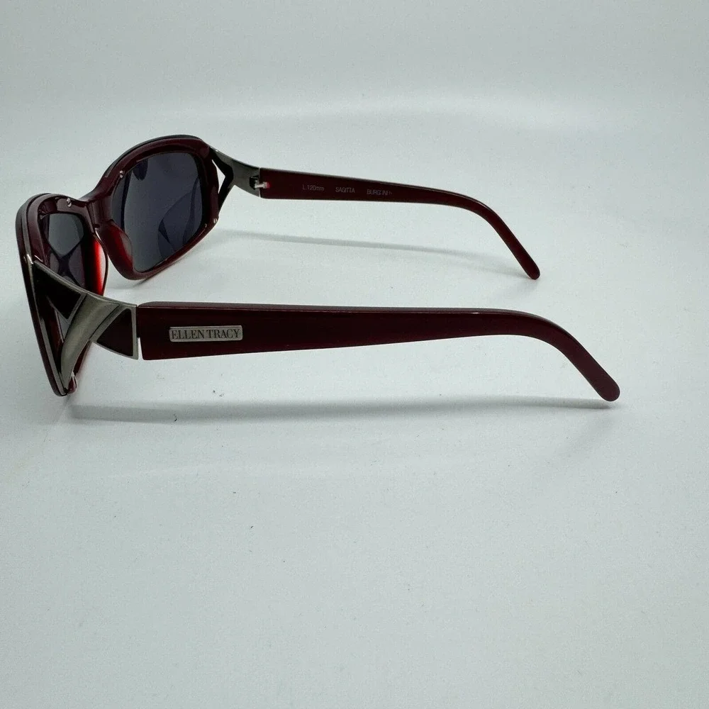 Ellen Tracy Sagitta Burgundy Sunglasses Red Full Rim 120‎ H10117